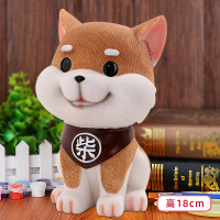 柴犬 任意2个2元 搪胶娃娃公仔存储钱罐儿童涂色陶瓷彩绘涂鸦史迪仔白坯石膏娃娃