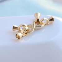 锆石8字无限扣头一套 14K包金扣头镶嵌锆石8字无限造型可单挂可两挂 保色diy项链收尾扣