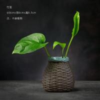 .竹笼 特小 花瓶玻璃透明水培绿萝植物养花插花容器花盆陶瓷器皿客厅装饰摆件