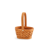 蜜糖色 单独花篮不含配饰 中等 贝影 活动单提手椭圆花篮藤编手拎鲜花篮绿植收纳花店花艺材料