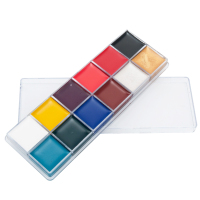 小方格(12色/45克) 12色套装 万圣节装扮人体彩绘脸彩化妆盘表演彩妆防水12色身体颜料套装脸部