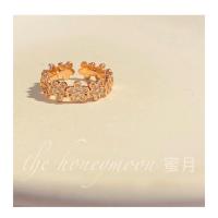 满排花瓣 花丛之间~店主珍爱!超显白!法式镀玫瑰金花朵花瓣蝴蝶可调节戒指