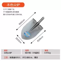 本色尖铲 全钢锰钢铁锹农用木柄锹尖泥锹大铲子加厚工地家用铁锨挖土方平头