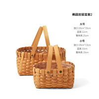 椭圆双提篮套2 大 贝影 软木条大号手提花篮 鲜花提篮 绿植收纳防水花篮合集