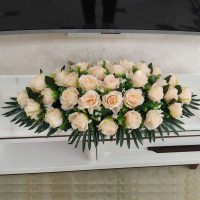 全香槟玫长桌花-50CM 玫瑰台花仿真花商务办公室用花演讲台摆设装饰花艺假花长会议桌花