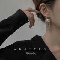 贩卖焦虑|法式复古流苏耳环夏季款耳钉气质高级大气珍珠耳饰女