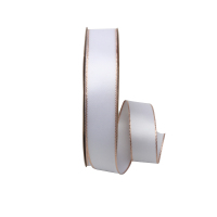 [纯白]2.5cm×25y 罗兰 金丝边双面缎带鲜花包装绸带花束花艺花店用品布带金边丝带