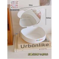 折叠一体化妆镜*小熊耳朵/送贴纸 ins可爱镜子家用小型化妆镜学生宿舍随身便携折叠桌面台式梳妆镜