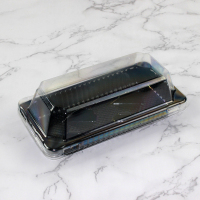 50套2粒榴莲饼单盒 2/5粒装榴莲酥包装盒长方形透明梯型吸塑烘焙西点一次性609打包盒