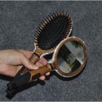 梳子单个(白钻) 奢华创意贴钻化妆镜梳子按摩梳 木质随身便携用镜公主镜梳子套装