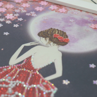 [不含画框]樱花婚纱36X46CM 5D水晶钻石画婚纱非满钻diy手工贴钻十字绣闺蜜结婚半钻生日礼物