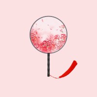 G01芳华(双面图案) 双面团扇古风中国风女式儿童夏圆形扇子长柄流苏汉服旗袍跳舞蹈扇