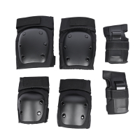 黑色六件套护具 S[建议50-80斤选择] 滑板护具轮滑保护护具儿童成人溜冰鞋自行车长板全套防护套装