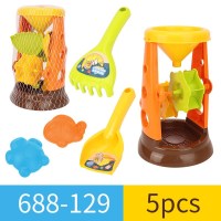 688-129#鸭子小沙漏 海边挖沙太空鸭沙滩玩具套装儿童户外玩沙沙漏推车铲子沙滩工具