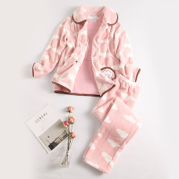 2件套(92672粉色) M 米度丽孕妇睡衣秋冬加绒加厚家居服套装冬季月子服珊瑚绒哺乳睡衣