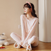 哺乳款-粉底圆点 M 米度丽秋衣秋裤套装孕妇睡衣秋冬产后月子服保暖内衣孕妇家居服