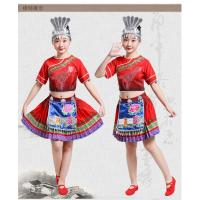 红黑过渡色 110码(收藏加购,优先发货) 56个少数民族服装舞蹈演出服儿童苗族畲族表演服苗妹妹三月三壮族