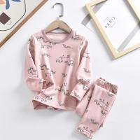 浅粉色 90cm(90码(适合身高80-90cm)) 儿童男女款秋衣秋裤儿童内衣套装全棉满印卡通德绒发热春秋