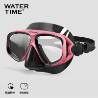 粉黑色双面镜 平光 WaterTime泳镜防雾防水高清大框防呛水潜水镜护鼻一体男女眼镜