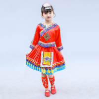 A款红色送桃心头饰 110cm 六一儿童少数民族服装男女苗族演出服彝族壮族云南舞蹈服表演服饰