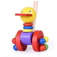 扁嘴小鸭子 婴儿玩具卡通动物儿童手推车玩具婴儿木制0-1-3岁宝宝学步车木质