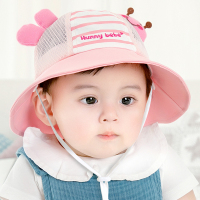 蜜蜂-粉色 44码:(适合头围42-44cm)适合0-6个月 以宝宝头围为准 婴儿帽子夏季薄款男女宝宝遮阳帽防晒凉帽网眼