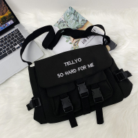 黑色 无挂件 单肩包男士潮牌工装斜挎包日系ins风背包女休闲学生邮差包挎肩包