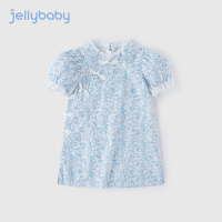 蓝色 90 旗袍女童裙子夏天2022儿童汉服公主小童夏季连衣裙两岁宝宝夏装女