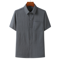 深灰(单件上衣) 39/170 中老年夏装短袖男爸爸唐装衬衫T恤棉麻套装60-70岁爷爷老年人衣服