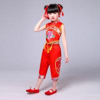 女童红色 100 六一儿童表演服幼儿演出服男女童秧歌服手绢舞民族舞蹈服装演出服