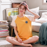 906盾牌 女M 否 睡衣女夏季短袖开衫韩版宽松大码家居服全棉质长裤可外穿套装春夏