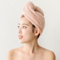 皮粉色 干发帽超柔软菠萝格毛巾布快速吸水速干帽素色成人包头巾