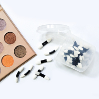 25支迷你眼影棒桶装 化妆工具一次性双头海绵眼影棒眼影刷便携迷你眼影棒眼妆专用粉扑