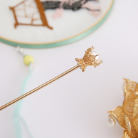 金色发簪一对[2只] S106 莲花发冠手工明制皇冠唐风束发饰套装古风配饰古代宋制汉服头饰品