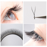 交叉款 8mm 郁金香婴儿弯睫毛y型嫁接睫毛爱情网一秒编织形开花睫毛yy自然翘