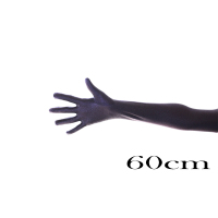 黑60cm S 性感情趣动漫cosplay婚纱礼服60厘米70cm油光亮氨纶过肘超长手套