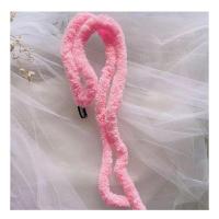 粗毛线发夹亮粉一个 增发量毛绒绳辣妹减龄拳击辫毛球绳发夹粉色毛绒条发绳编发头绳女