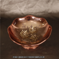 浅绿色 E1002 欧式轻奢家居客厅玄关桌面树脂陶瓷带钻花瓶创意浮雕果盘装饰摆件