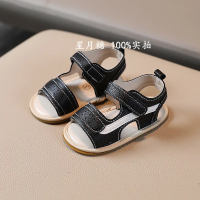 黑色条纹 内长11cm 夏季0-1岁婴儿鞋3-6-9-12个月男女宝宝凉鞋软胶底防滑不掉学步鞋