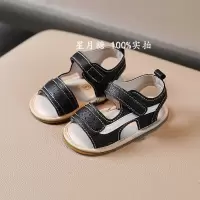 黑色条纹 内长11cm 夏季0-1岁婴儿鞋3-6-9-12个月男女宝宝凉鞋软胶底防滑不掉学步鞋