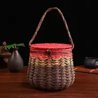 红色一斤装 茶叶包装箩筐六堡茶手工编织端午粽子盒一斤小青柑黑茶空礼盒普洱