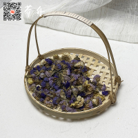 小号竹篓+勿忘我 约18cm 干花包 天然竹编手提篓金色开心果菊花瓶风干花包装饰筐拍摄道具开业摆件