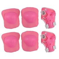 粉色地雷护具6件套 男女儿童轮滑护具6件套装滑板车护膝自行车头盔溜冰鞋平衡车护具