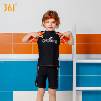 黑色 12码[建议身高120-130cm,体重40-50斤] 361度儿童游泳衣男童宝宝夏防晒速干分体泳裤套装小童中大童