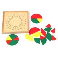 圆形分数板 数学蒙台特梭利教具 幼儿园儿童早教 圆形分数板益智玩具 1-3岁