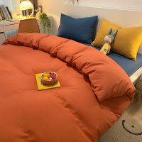 橙色+宝蓝 学生床三件套(被套150*200) 水洗棉四件套春秋床上用品ins北欧风床单被套三件套床品套件夏天4