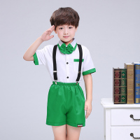 绿色包边款背带裤短袖短裤 110cm 六一儿童演出服绿色蓬蓬纱裙幼儿园女孩舞蹈裙子节目春晓表演服装