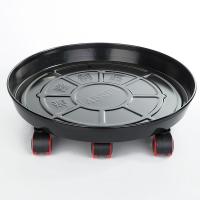 黑色外径25内径24厘米 加厚金属花盆托盘滚轮底座万向轮圆形大型盆栽移动透气接水滑轮子