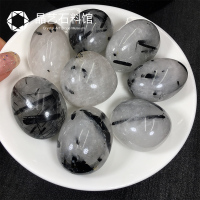 100克2-3个 2-4厘米左右 天然黑发晶原石摆件黑碧玺水晶碎石大颗粒鱼缸花盆造景装饰小石头