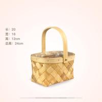 椭圆方底小号花篮 中 花艺插花柳编手提花童撒花瓣小花篮藤编竹编女神婚礼拍照装饰篮子